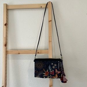 Johnny Was Denim Quilted Embriodered Crossbody